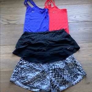 Nike Running Shorts and Racer Back Tank Tops